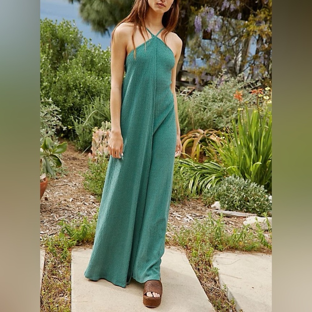 Free People Beach Landon Low Back True Wrap Maxi Dress Mermaid Green